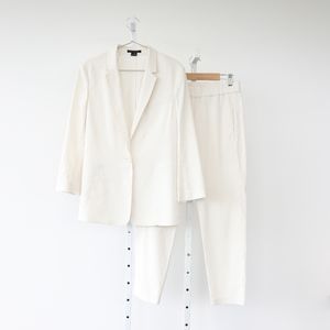 Theory White Linen Blazer + Pants